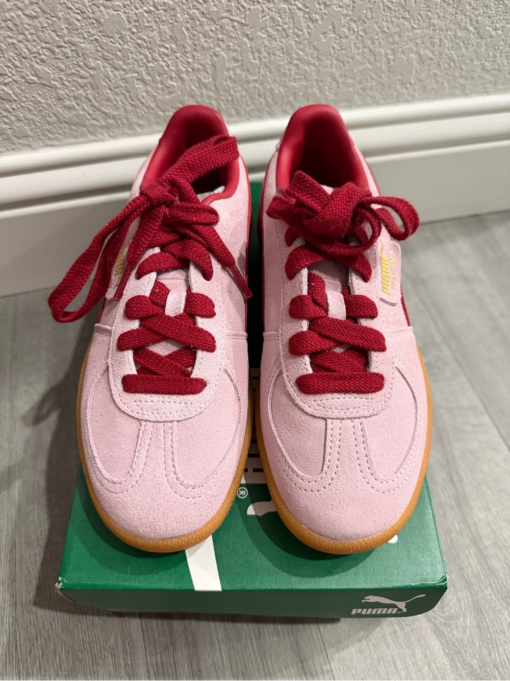 PUMA Palermo Women’s Rose Mauve Dark Crimson Pink Suede Sneakers - Picture 3 of 8